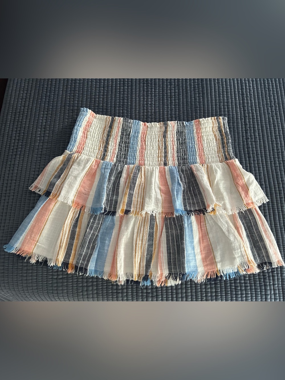 aerie Striped Mini Skirt in Cream, Blue & Pink size L